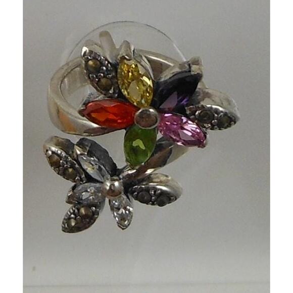 Sterling Silver Flower Bypass Ring from Thailand Size 8 NOS - Picture 3 of 10